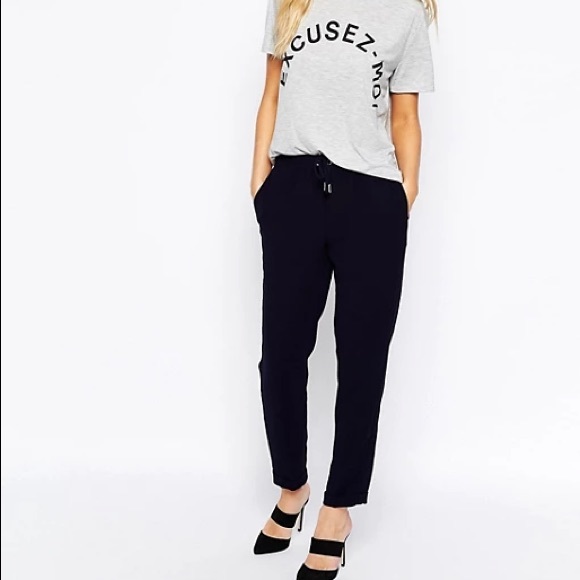 Whistles London UK crepe Helena trouser pants joggers navy - Picture 2 of 3